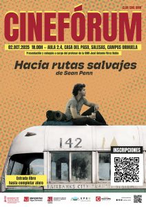 Cartel del Cinefórum del Club Cine UMH con la película Hacia rutas salvajes